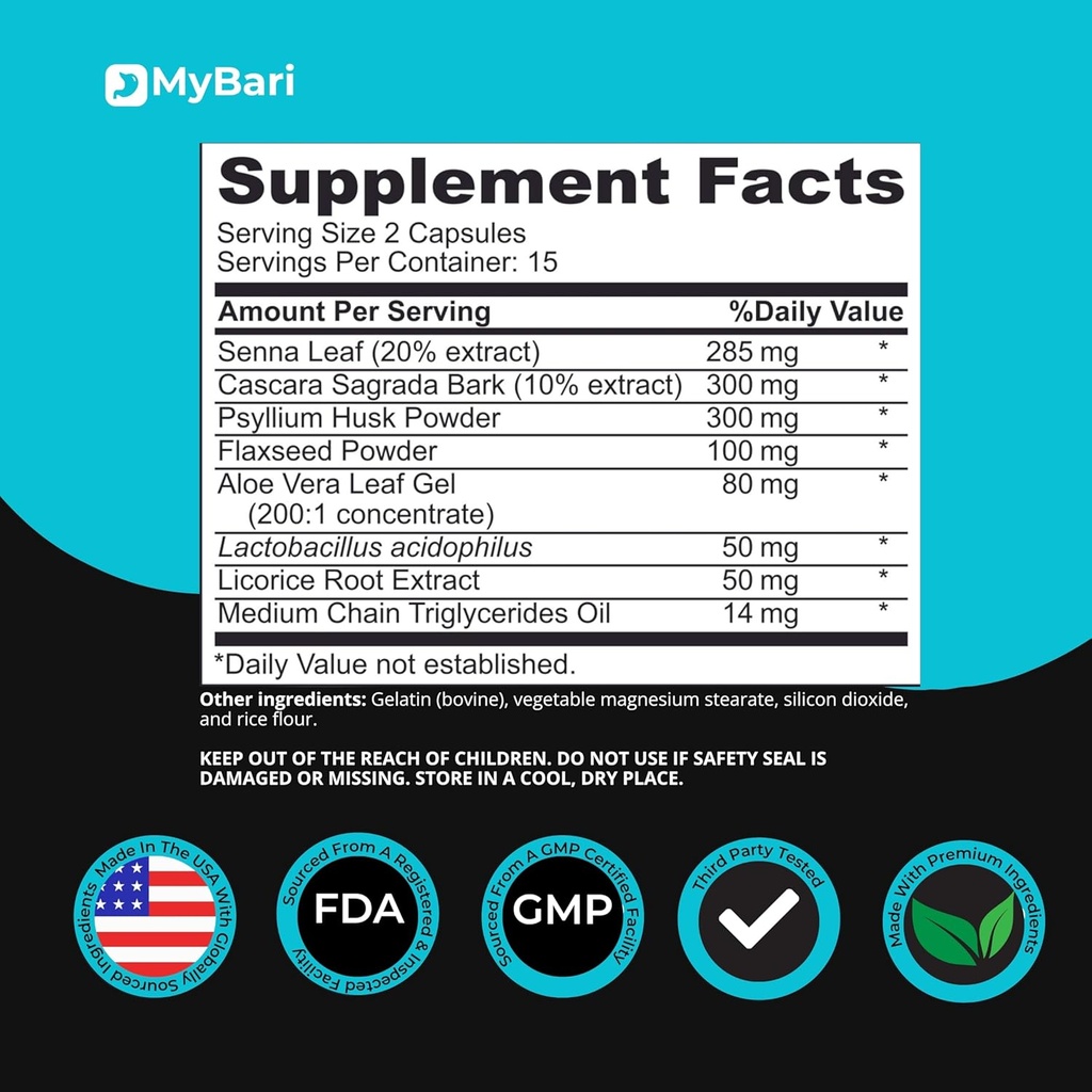 15 Day Cleanse - Gut and Colon Support - Advanced Gut Cleanse Detox for Women & Men with Senna, Cascara Sagrada & Psyllium Husk - Non-GMO - Made in USA - 30 Capsules 6