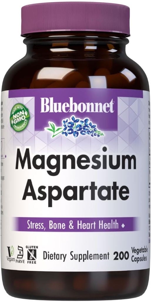 BlueBonnet Nutrition Magnesium Aspartate, Supports Healthy Magnesium Levels, Soy & Gluten & Dairy Free, Non-GMO, Kosher Certified, Vegan, 100 Servings, White, 200 Count 2