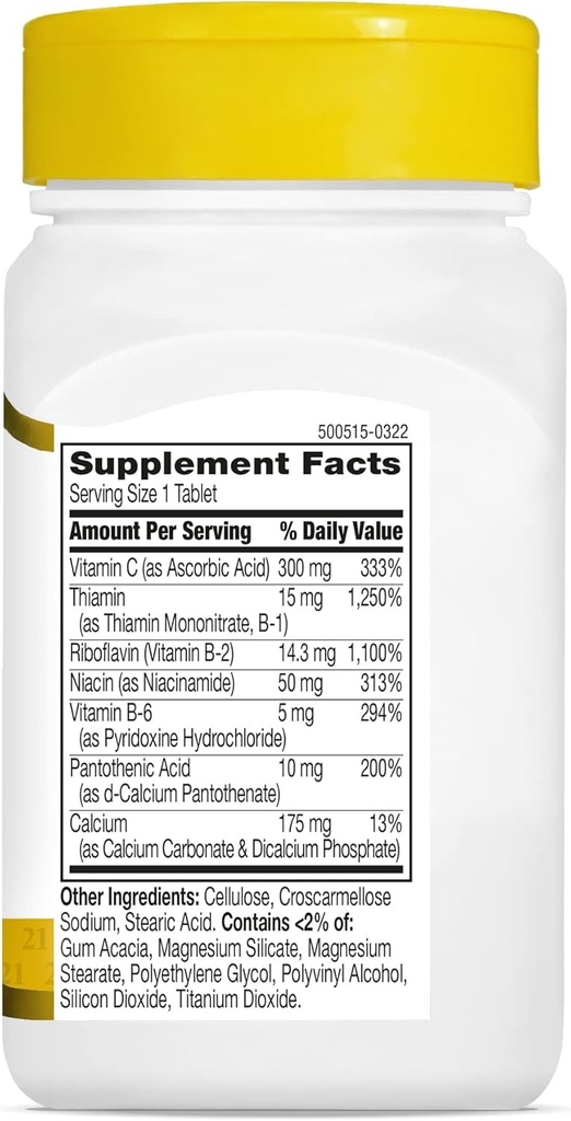 21st Century Healthcare, B Complex Plus Vitamin C, Tablets 100 Count (Pack of 1) 6