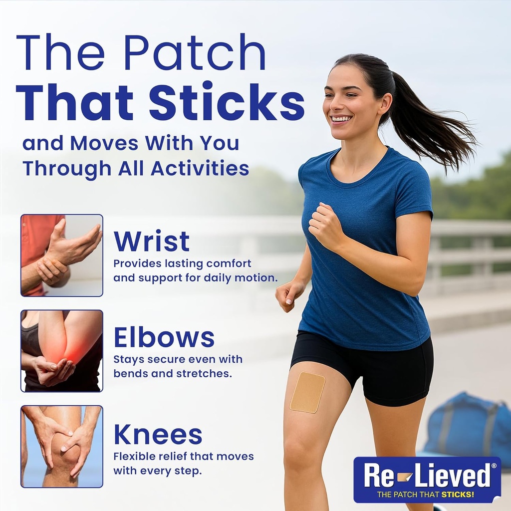 Re-lieved 4% Lidocaine Patches Maximum Strength - Aluminum-Free, Water Resistant and USA Made -Superior Sticking Pain Relief Patches Quickly Relieves Back, Joints and Muscle Pain-3x6 Inches(10 Count) 3