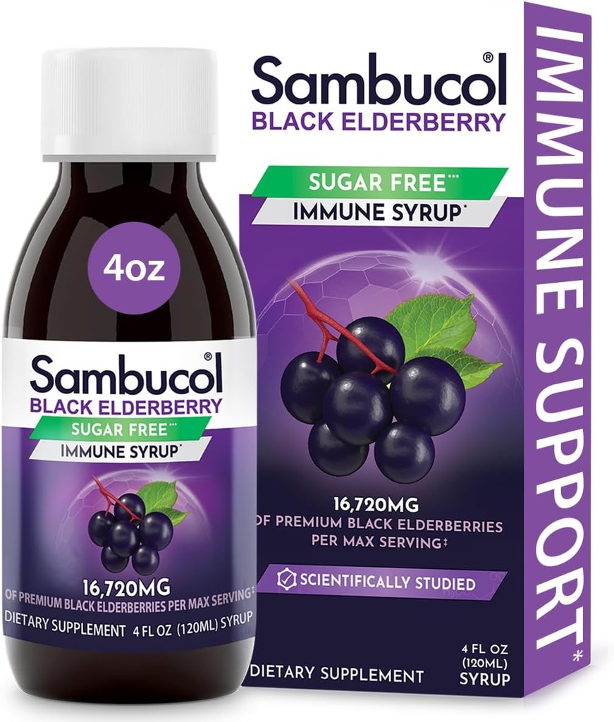 Sambucol Sugar-Free Black Elderberry Syrup - Sambucus Elderberry Syrup for Adults Immune Support, Elderberry Liquid, Elderberry Extract - 4 Fl Oz 2