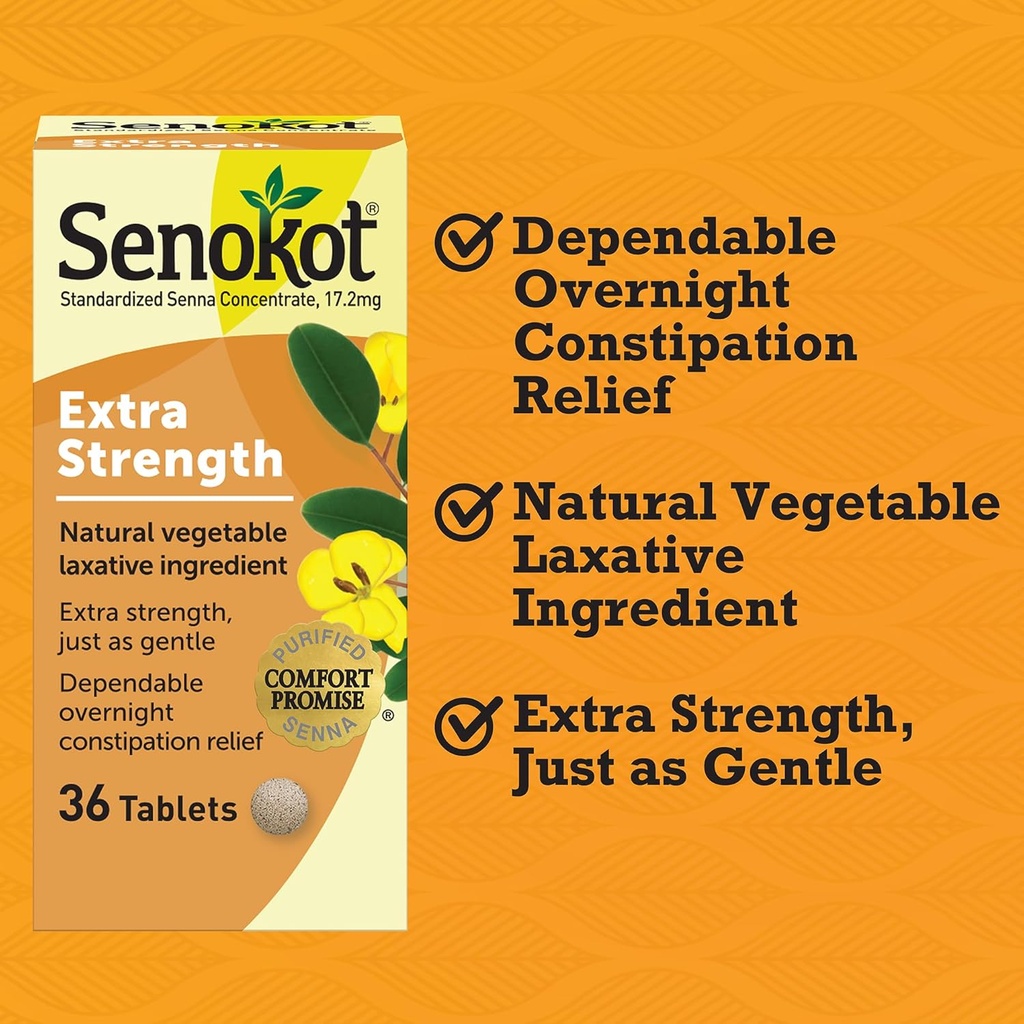 Senokot Extra Strength Natural Vegetable Laxative for Gentle Overnight Relief Occasional Constipation, 36 Count 5