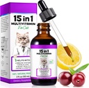 Cat Multivitamin,15 in 1 Cat Vitamins Liquid Drops Supplements for Heart Health, Bones, Joint, Skin & Coat, Bladder, Immune System Support 60ml 2