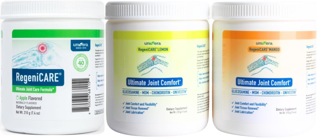 RegeniCARE Canister Joint Support Trio: Green Apple, Mango & Lemon - Powerful Joint Health Supplement Bundle 2
