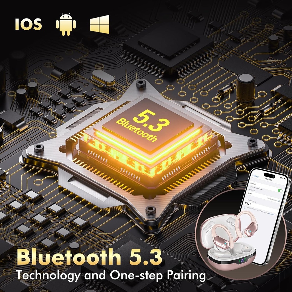 Wireless Earbuds Bluetooth Headphones 80hrs Playback Ear Buds Power Display with Noise Canceling Mic Headsets for Sports/Workout/Running 4