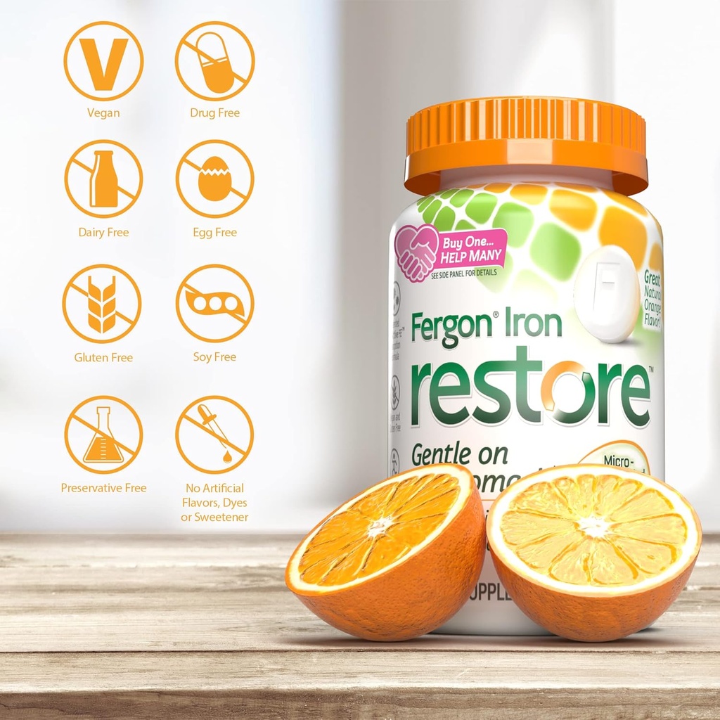 Fergon Iron Restore Chewable Tablets - Gentle on Stomach, Non-Constipating - 27mg Iron for Energy Support – 60 Tablets 6