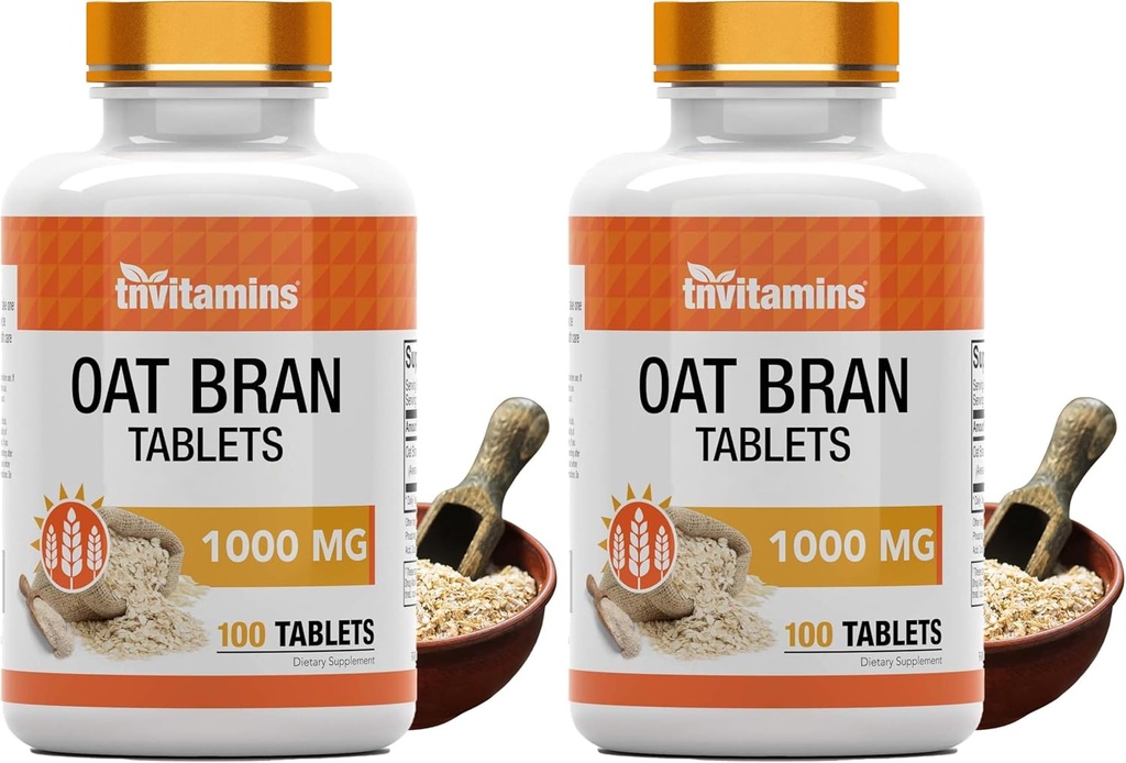 tnvitamins Oat Bran Tablets | 100 Tablets x 1,000 MG per Tablet | Oat Fiber Tablets | Soluble & Dietary Fiber Supplement | Supports Digestive Health * | High Potency Formula 6