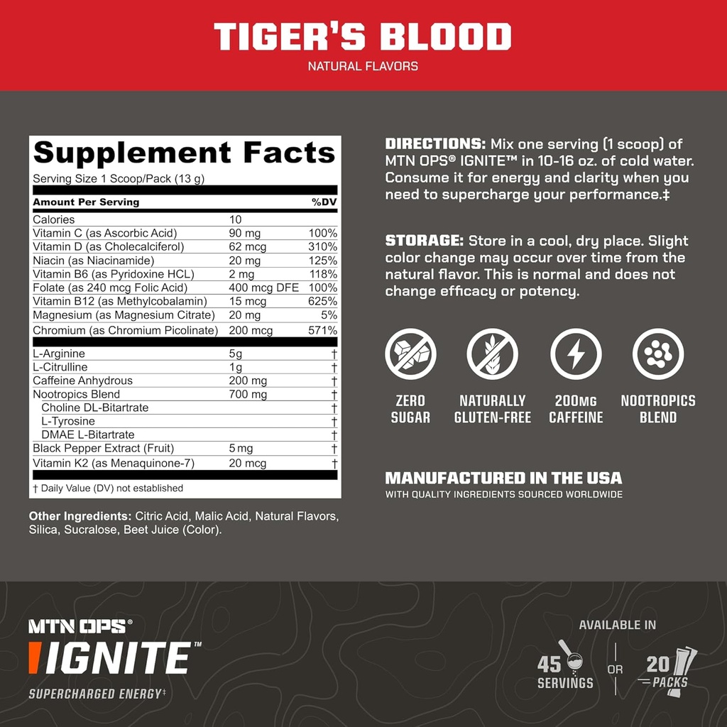MTN OPS Ignite Tiger's Blood + Hydrate Strawberry Coconut Bundle 4