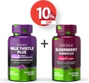 ORZAX Milk Thistle Plus with Dandelion and Artichoke 120 Vegatable Capsules and Elderberry Capsules 2000mg Sambucus, Bundle 2