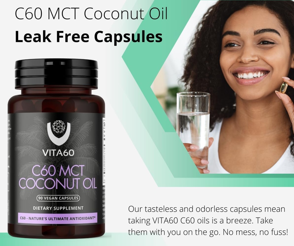 C60 Oil Capsules | Age-Defying Vitality and Antioxidant Support | 99.99% Pure Solvent Free C60 | Organic Oil | Vegan Friendly | Superior Customer Service (Coconut Oil) 5