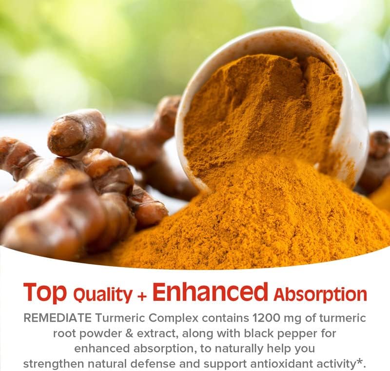 Turmeric Curcumin, 1200 mg Turmeric Root Extract & Powder, Standardized to 95% Curcuminoids, High Potency Joint Health Support, Enhanced Absorption with Black Pepper, 90 Vegan Caps 5
