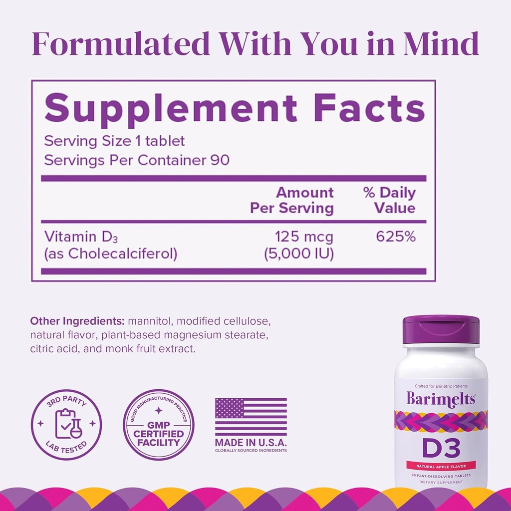 BariMelts Post-Bariatric Surgery Immunity Pack Bundle - Multivitamin with Iron, Calcium Citrate, and Vitamin D3 4
