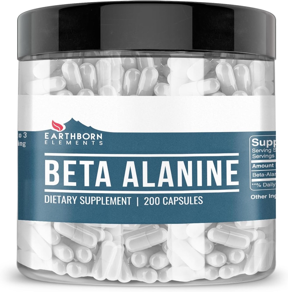 Earthborn Elements Beta-Alanine 200 Capsules, Pure & Undiluted, No Additives 2
