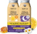 Matys Organic Kids Cough Syrup Day & Night Combo for Children 1 Year +, Soothing Cough Relief w/Zinc, Melatonin & Dye Free, 2 Bottles, 6 fl oz Each 2