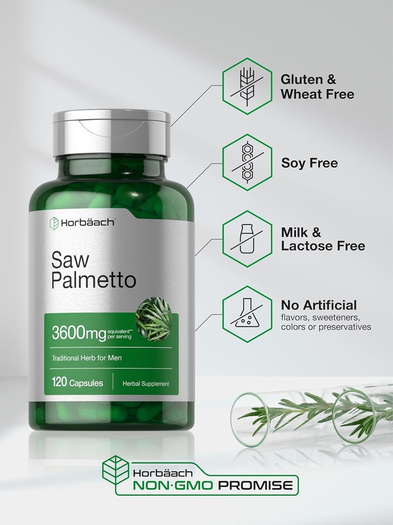 Horbäach Saw Palmetto Extract | 120 Capsules | Non-GMO and Gluten Free Formula | from Saw Palmetto Berries 6