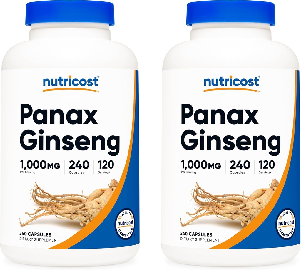 Nutricost Panax Ginseng 1000mg, 240 Capsules (2 Bottles) - Non GMO, Gluten Free, 120 Servings 2