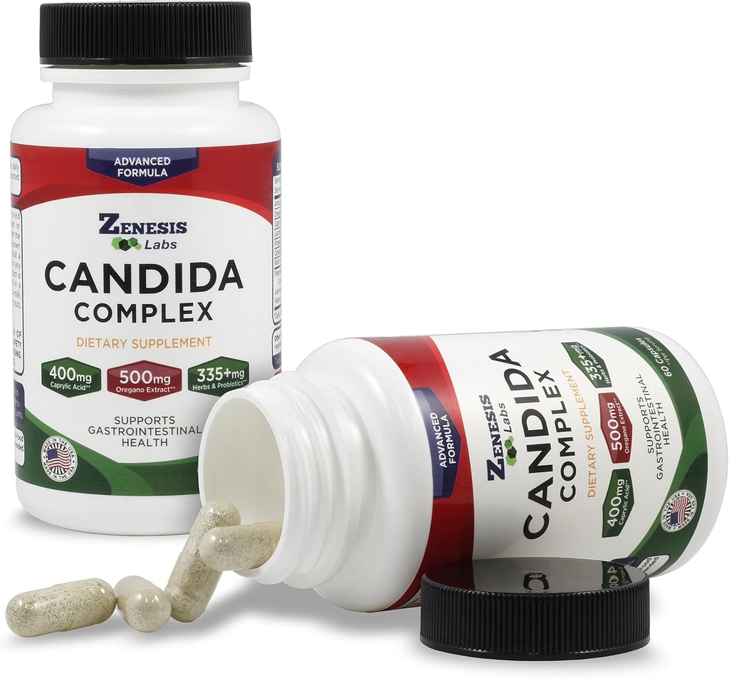 Zenesis Labs Candida Complex Cleanse Detox Caprylic Acid Supplement, Oregano Extract, Probiotics, Enzymes (60 Capsules, 30 Day Supply) 5