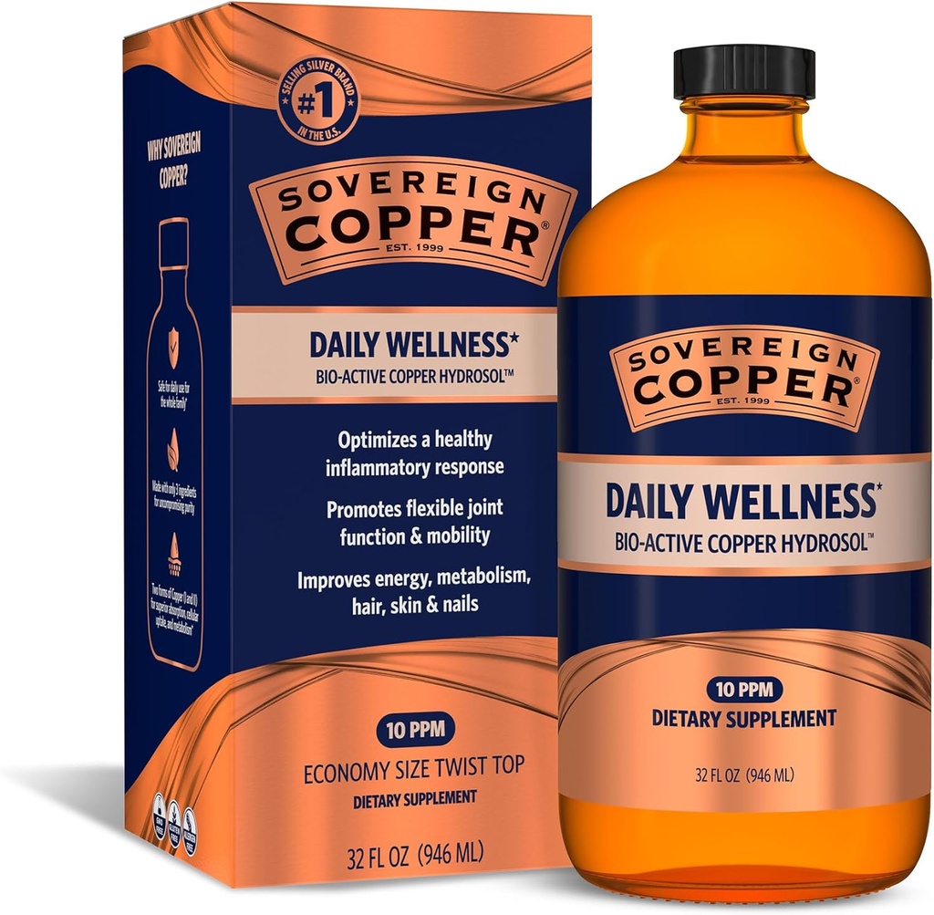 Sovereign Bio-Active Copper Hydrosol - Bioavailable Copper Liquid Supplement for Adults and Kids with Silver Hydrosol for Hair, Skin, and Nails - 32 fl oz (946mL) 2