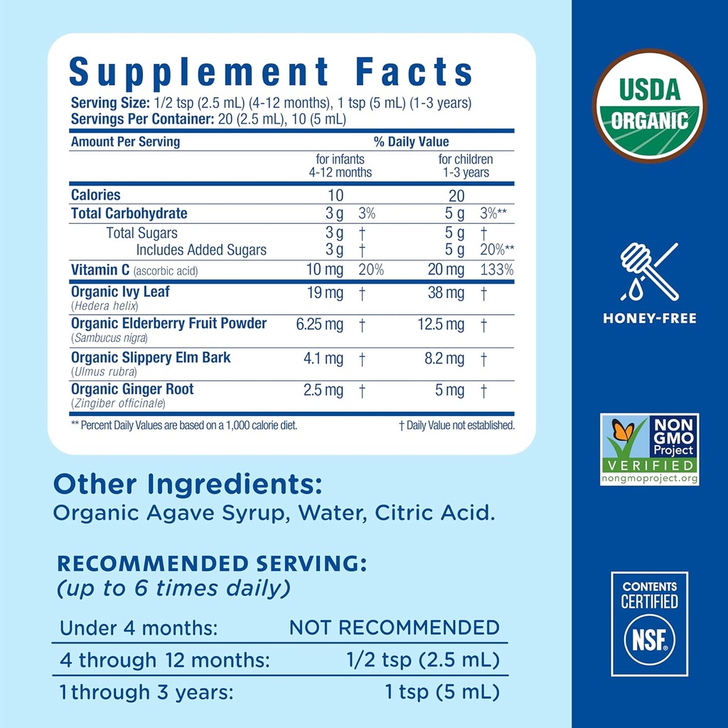 Mommy's Bliss Organic Baby Cough Syrup and Mucus + Immunity Support, Contains Organic Agave and Ivy Leaf, Made for Babies 4 month+, 1.67 Fluid Ounces 6