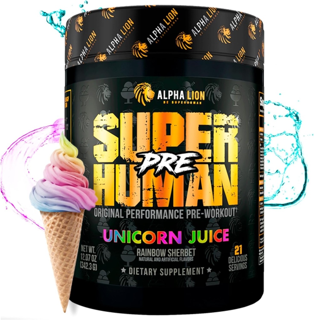 ALPHA LION Superhuman Pre Workout Powder, Beta Alanine, L-Taurine & Tri-Source Caffeine for Sustained Energy & Focus, Nitric Oxide & Citrulline for Pump (21 Servings, Unicorn Juice) 2
