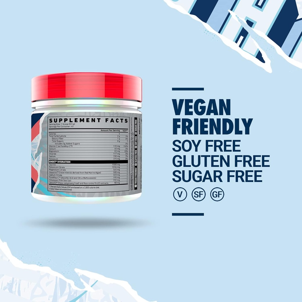 GHOST Hydration, Kiwi Strawberry, 40 Serv, Electrolyte Powder - Drink Mix Supplement with Magnesium, Potassium, Calcium, Vitamin C & Taurine for Energy & Endurance - Vegan, Free of Soy, Sugar & Gluten 5