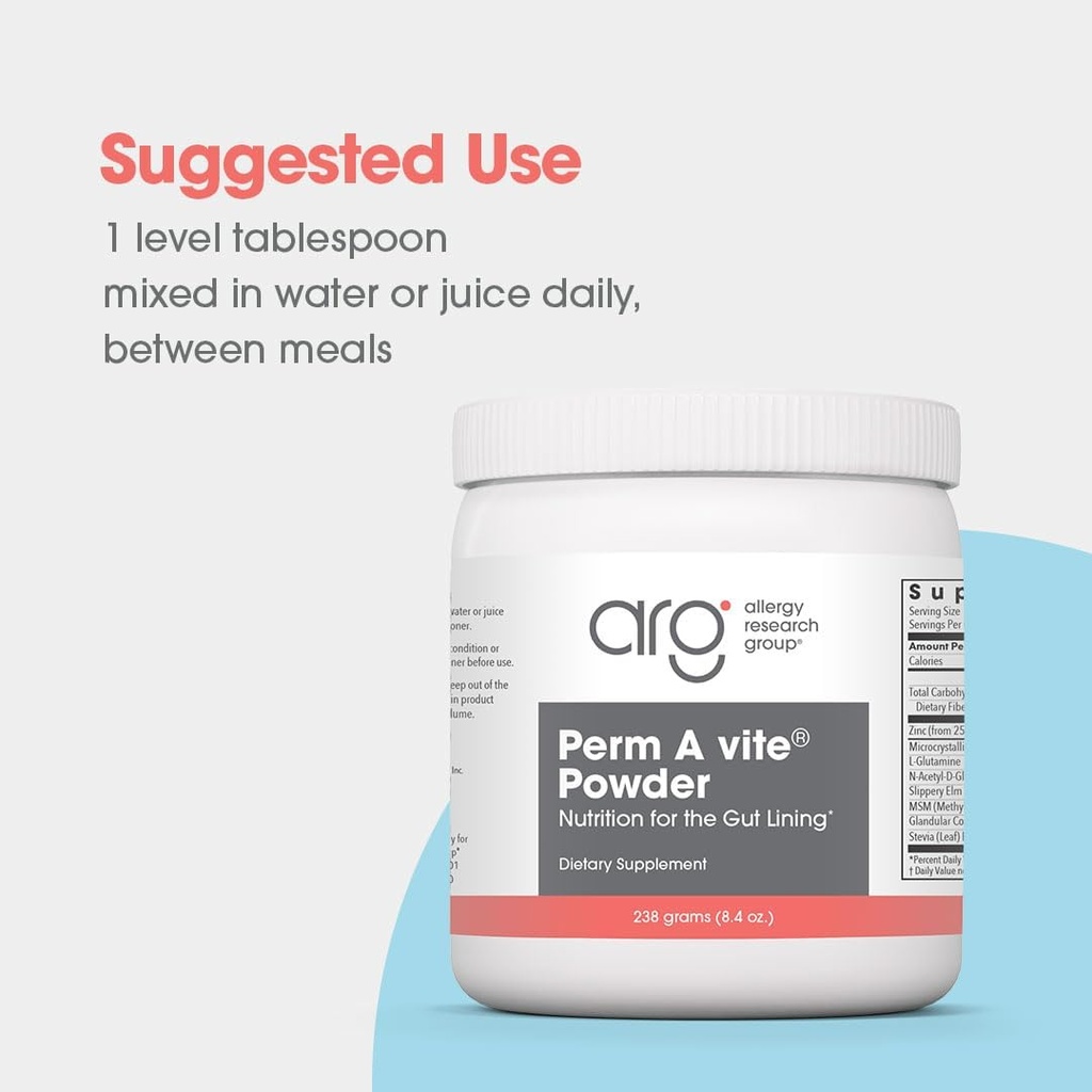 Allergy Research Group Perm A Vite Powder - Gut Health for Men & Women, L-Glutamine, Slippery Elm - 8.4 Oz 5
