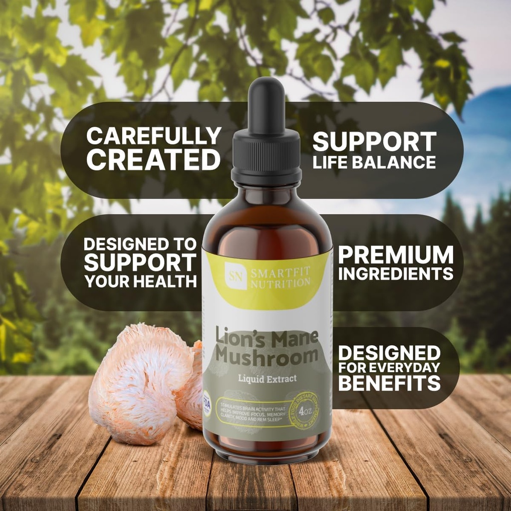 Lions Mane Extract - Lions Mane Tincture - Made in USA - Mushroom Supplement for Memory, Focus & Clarity - Daily Mushroom Supplement - 4 Fl oz. 6