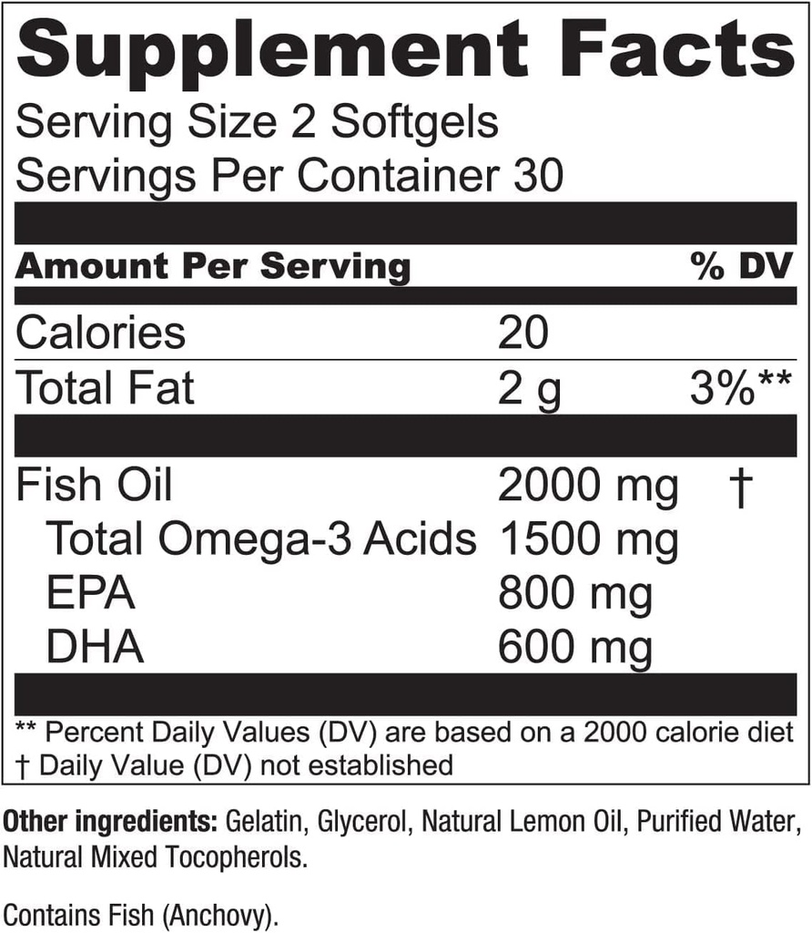 Essential Elements Omega-3 Fish Oil Supplement with EPA & DHA | Fatty Acids for Immune, Heart & Cognitive Support | Omega-3 Fish Oil 120 Softgels (2-Pack) 6