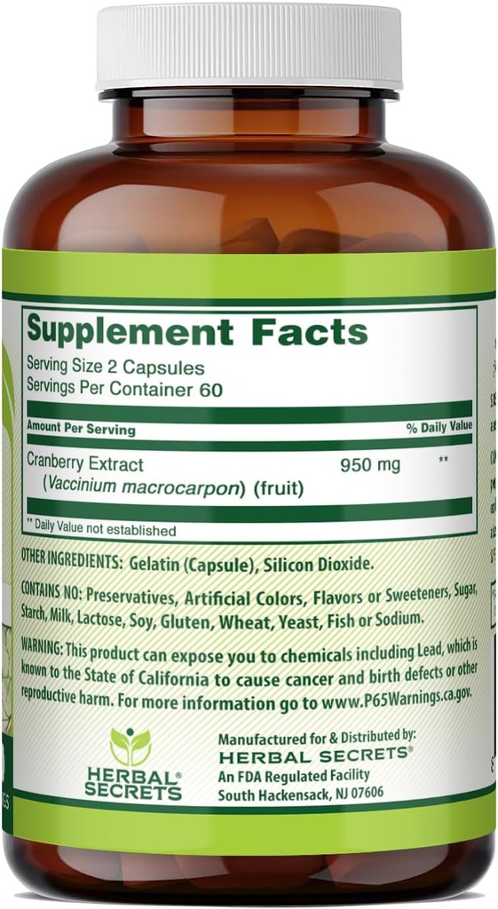 Herbal Secrets Cranberry Extract 475 Mg 120 Capsules 3