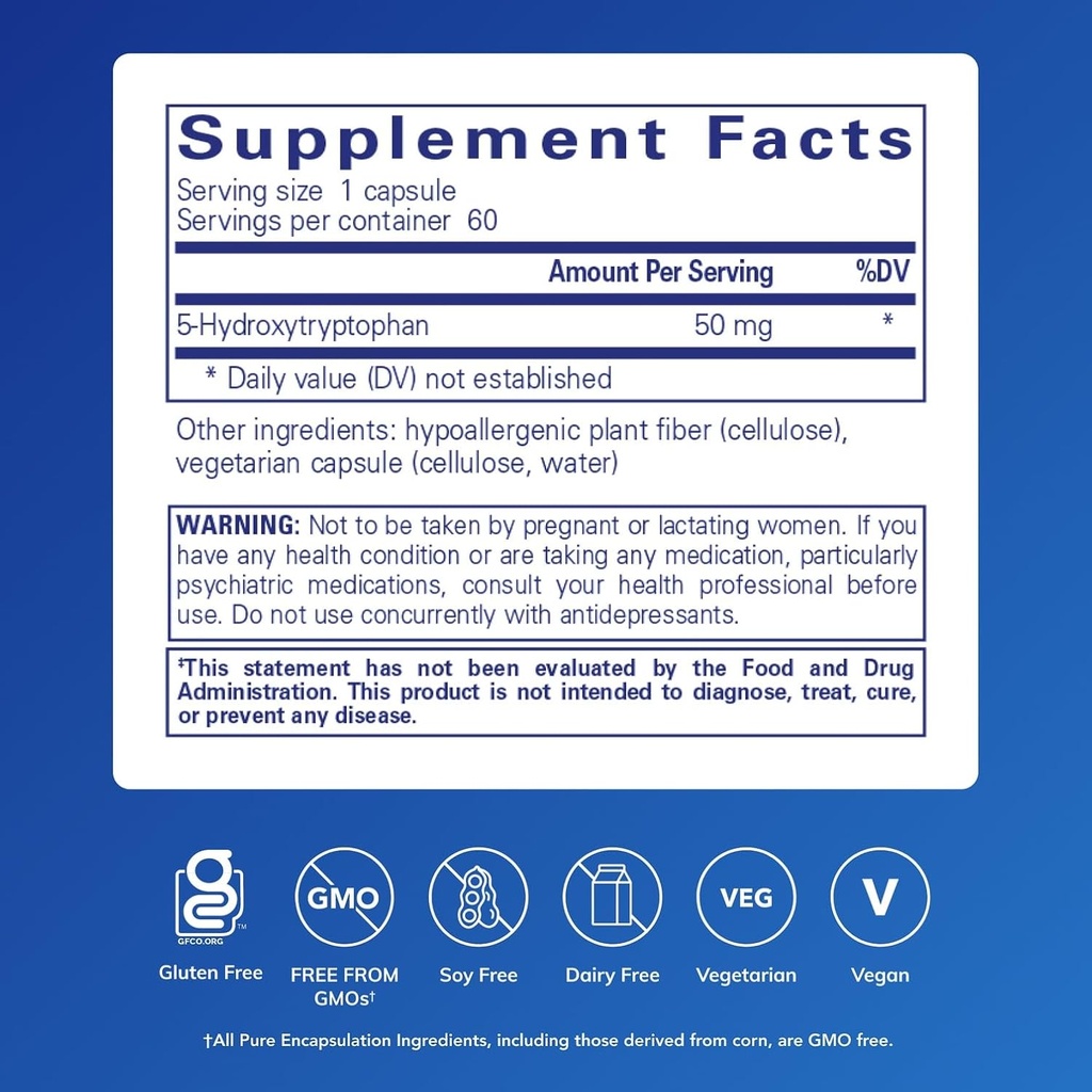 Pure Encapsulations 5-HTP 50 mg | 5-Hydroxytryptophan Supplement for Brain, Sleep, Eating Behavior, and Serotonin Support* | 60 Capsules 3