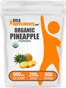 BulkSupplements.com Organic Pineapple Powder - Pineapple Fruit Powder, for Flavoring & Smoothies - Unsweetened & Gluten Free, 500mg per Serving, 250g (8.8 oz) (Pack of 1) 2