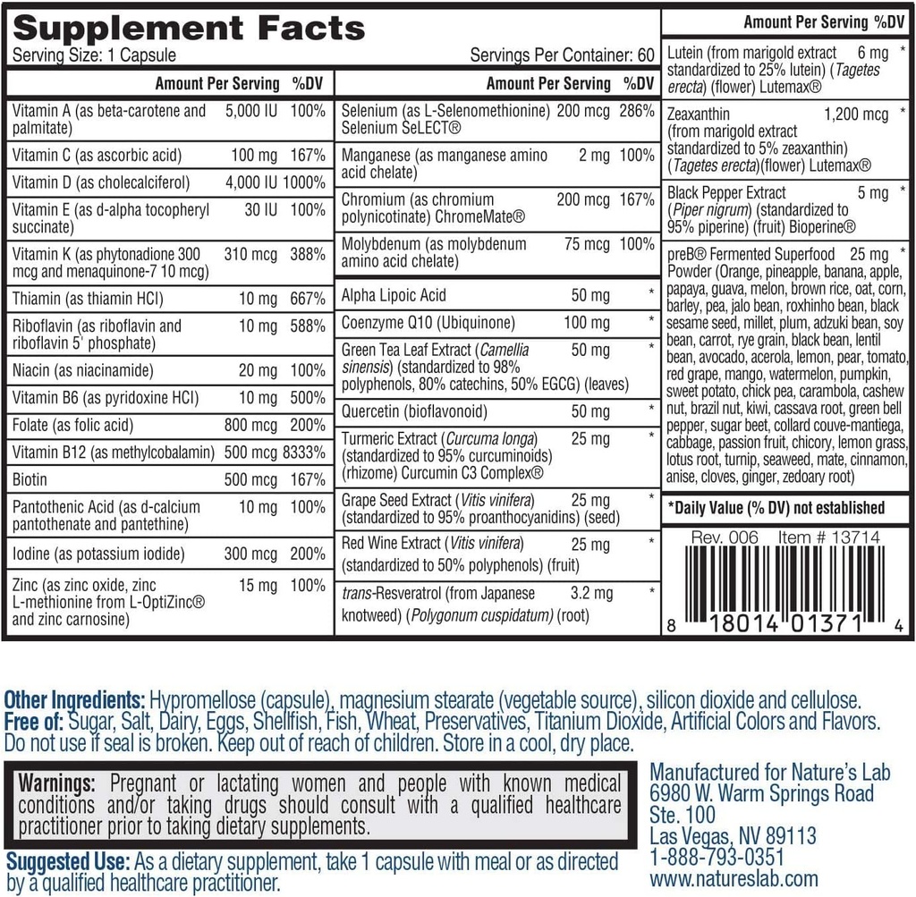 Nature's Lab Gold One Daily Multivitamin + Magnesium Glycinate 3