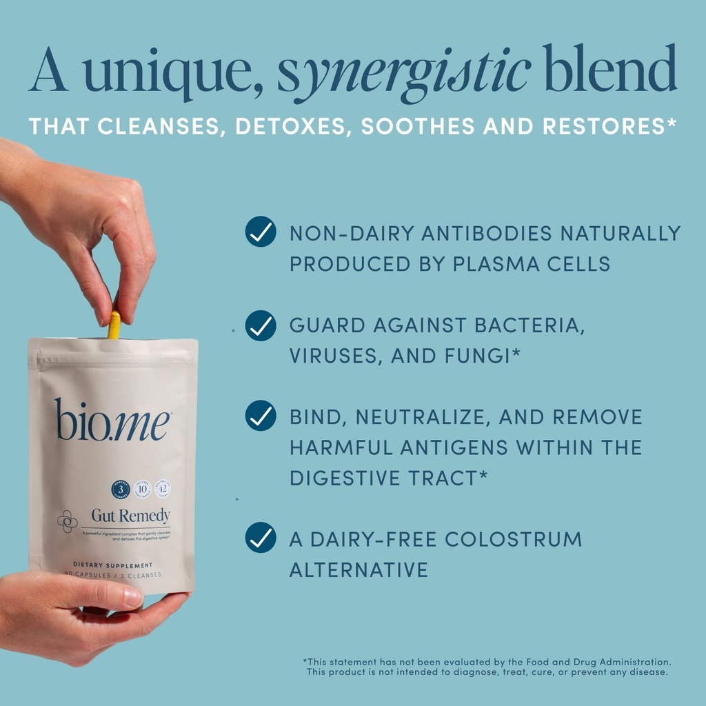 Biome Gut Remedy Capsules with Berberine (5 Day Cleanse, 3 Month Supply, 90 Capsules), Gut Cleanse with Magnesium Citrate, Immunolin, L-Glutamine - Reset Digestive System, Rebalance Microbiome 4