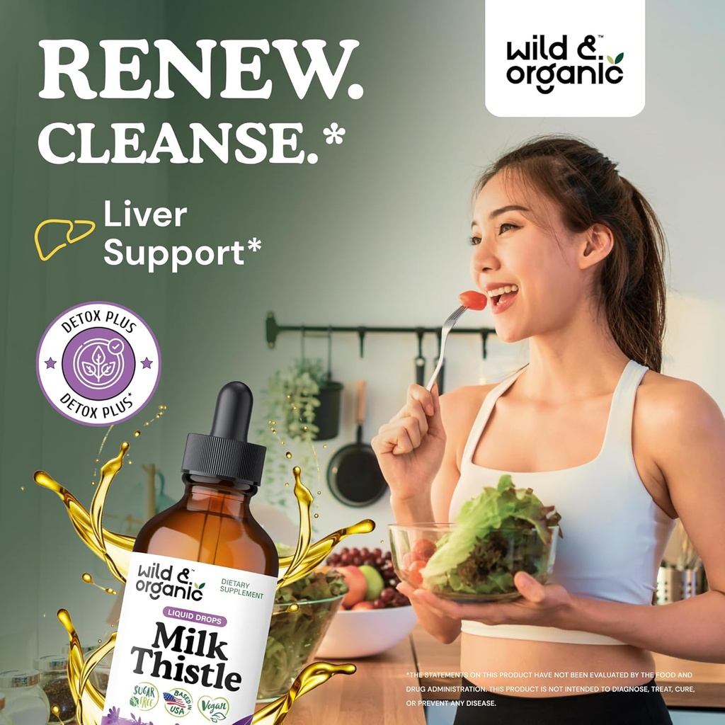 Wild & Organic Dandelion Root Tincture 4 fl oz & Milk Thistle Tincture 4 fl oz 5