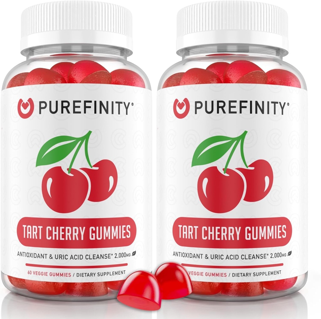 PUREFINITY Tart Cherry Gummies – Uric Acid Flush for Joint Relief & Recovery, Raw Juice Extract Antioxidant – Non-GMO, Gluten Free, Vegan, 60 Count (Pack of 2) 2