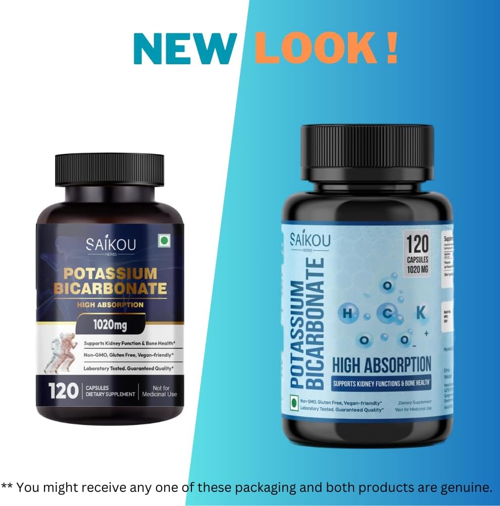 Potassium Supplement 1020mg High Absorption Potassium Bicarbonate- 120 Capsules Supports Electrolyte Balance, Kidney and Bone Health 3