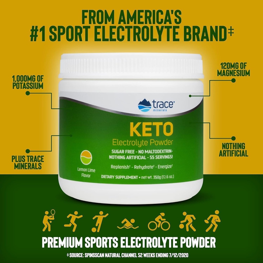 Trace Minerals | Keto Electrolyte Powder Drink Mix | Sugar Free | Promotes Energy and Endurance | Gluten Free, Vegan | Lemon Lime, 13 oz | 55 Servings 4