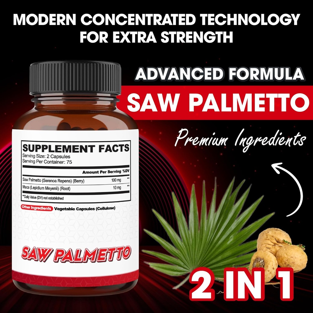 agobi Saw Palmetto Supplement with Maca Root - High Extract Support for Hair Health, Restful Mood & Energy Support - 150 Veggie Capsules 3