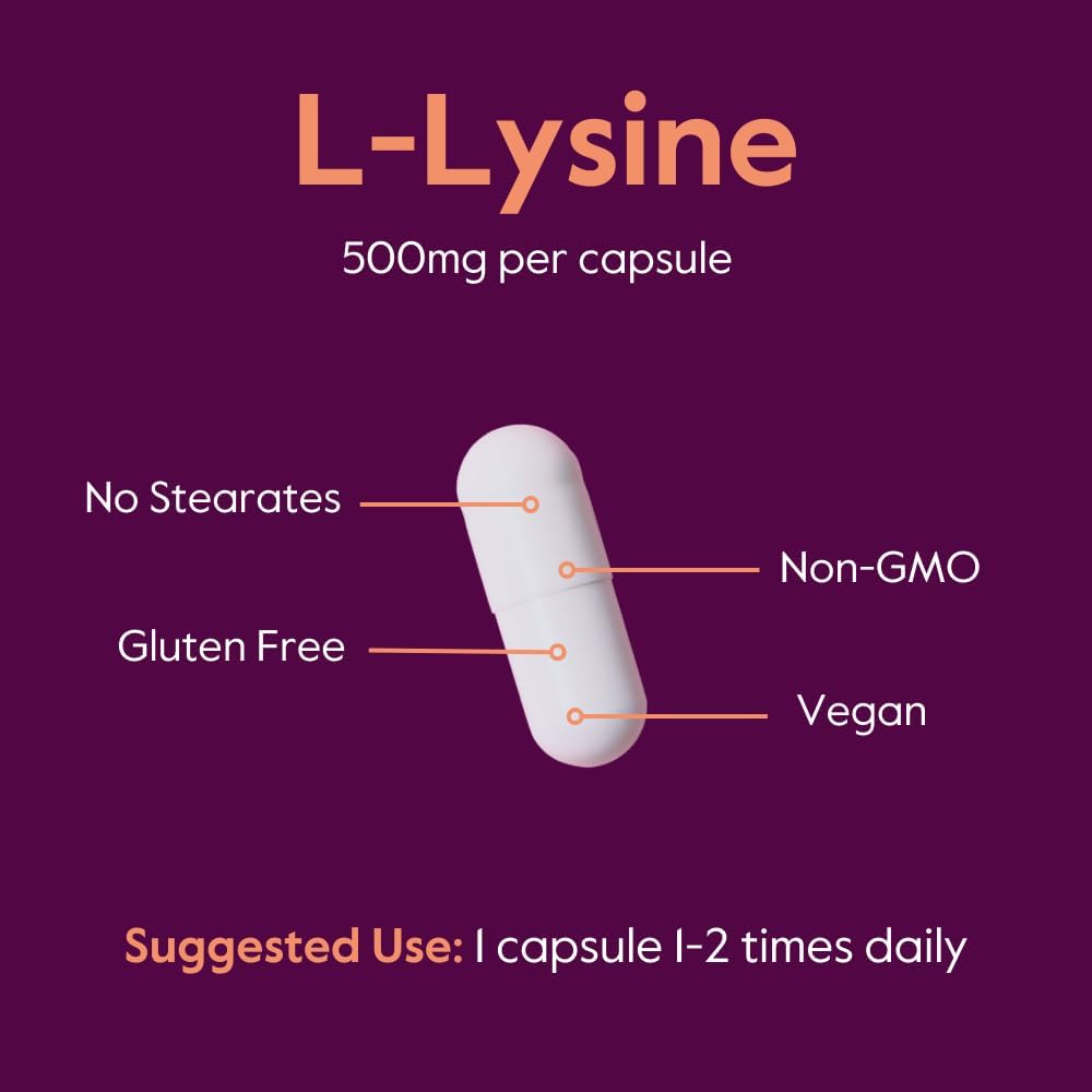 BESTVITE Filler-Free L-Lysine 500mg (240 Veg Capsules) - Vegan - No Stearates or Fillers - Non GMO - Gluten Free - No Dicalcium Phosphate - Amino Acid Supporting Skin, Lip & Immune Health* 6
