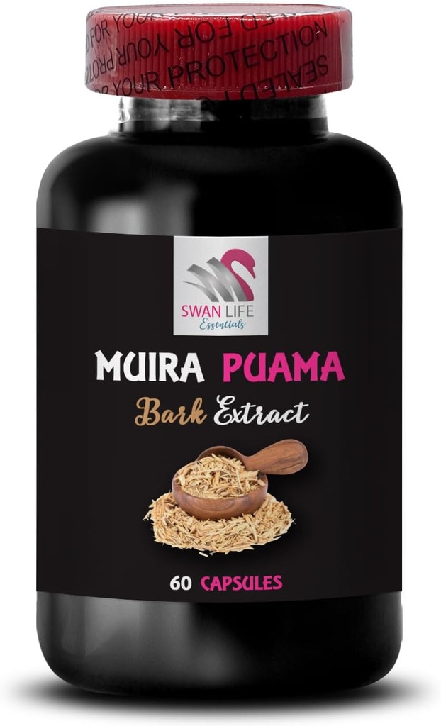 Natural Energy Boost - Muira PUAMA BARK Extract - Strength Support, Adventure Readiness, Mindset Support, Body Balance, Power Surge, Energy Synergy Formula, Botanical Fuel 2 Bottles 120 Capsules 3