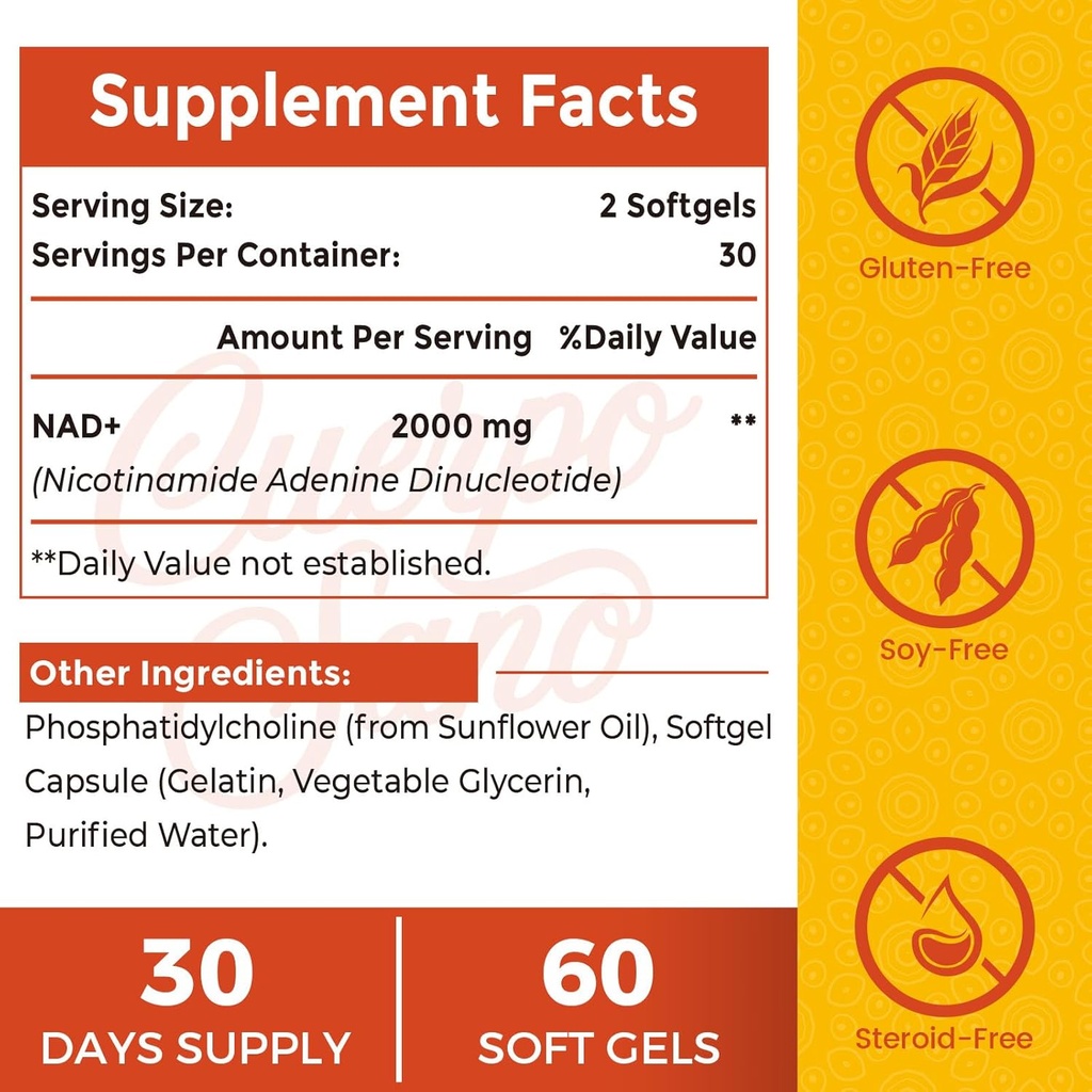 2000 MG NAD Supplement, Liposomal NAD+ with High Absorption, More Efficient Than Nicotinamide Riboside, Pure & Plus Boosting Supplement, Aging Defense, Metabolism & Cellular, 600 softgels 3