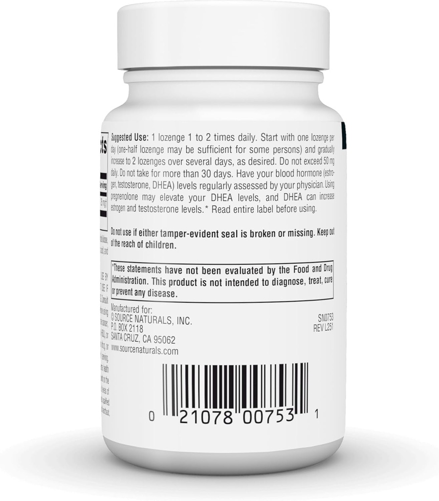 Source Naturals Pregnenolone 25mg - 120 Cherry Lozenges 5