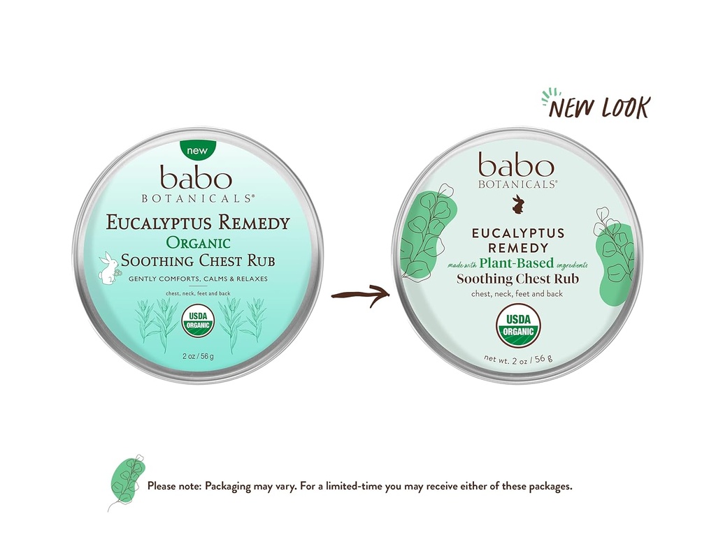 Babo Botanicals Eucalyptus Remedy Soothing Chest Rub - USDA Organic - Calming relief with eucalyptus, lavender & rosemary essential oils - Made without Camphor or Petroleum - For ages 3+ 3