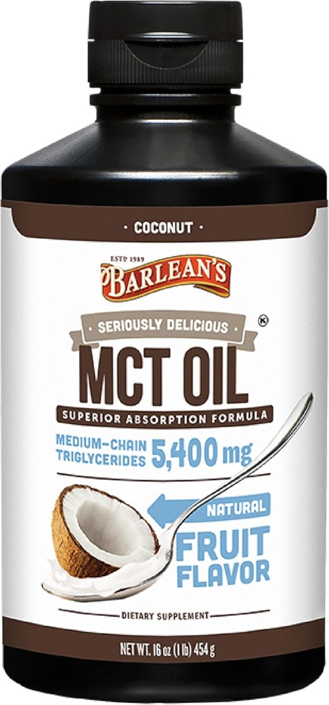 Barlean's MCT Oil Supplement, Coconut Flavored for Keto Coffee, Emulsified Creamy Liquid Syrup with 5,400mg Plant-Based MCT's to Support Energy, Focus and Wellness, 16 oz 2