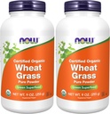 NOW Supplements, Certified Organic and Non-GMO, Wheat Grass Powder, Green Superfood, 9-Ounce (Pack of 2) 2