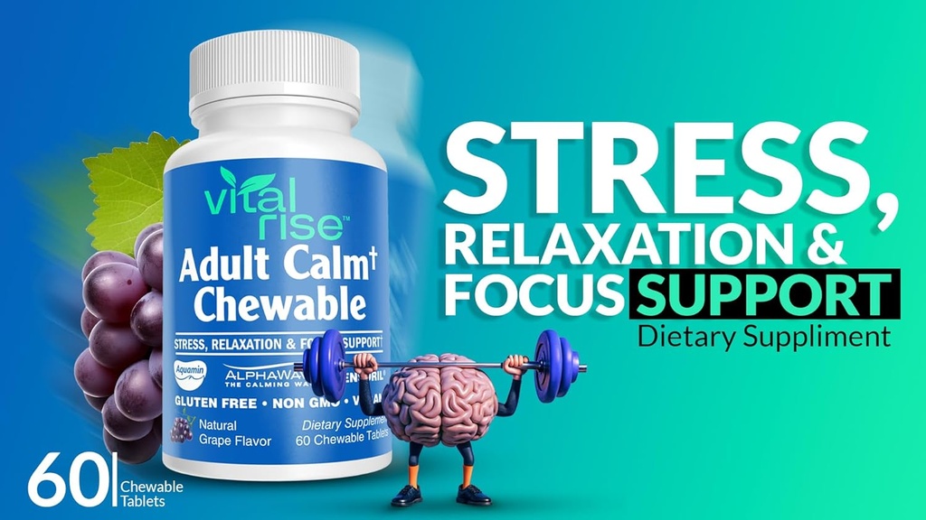 Magnesium & Ashwagandha Chewable Tablets for Adults – High Absorption Magnesium Stress Support Supplement – Gluten-Free, Vegan, Non-GMO, Grape-Flavored (60 Count) 5