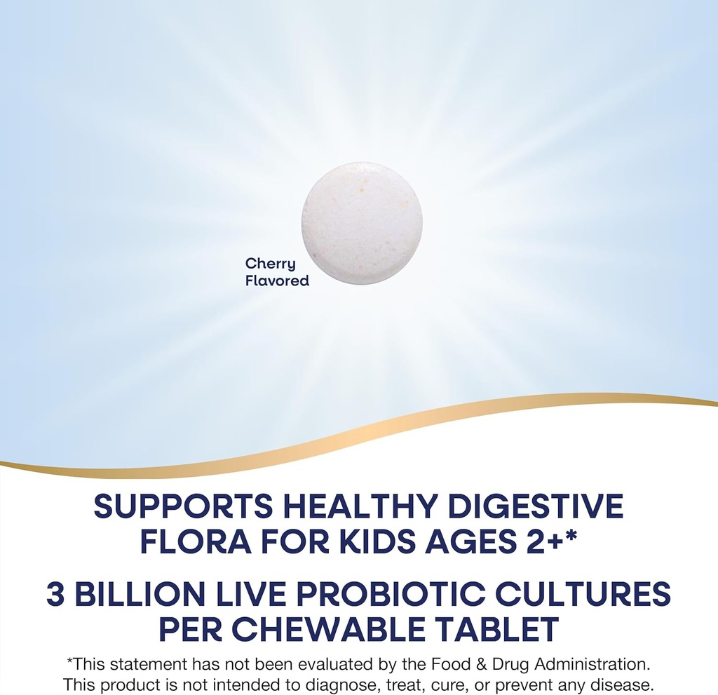 Nature's Way Primadophilus Probiotic Chewables for Kids, Supports Healthy Digestive Flora*, for Kids Ages 2+, 3 Billion CFU, 60 Cherry Flavored Chewables (Packaging May Vary) 5