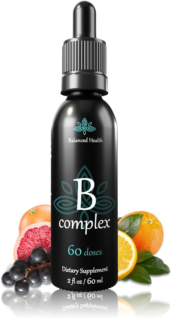 Vitamin B-Complex Drops, 2oz, 60 Doses, All 8 B-Vitamins, Immune Energy Support Supplement Non GMO Vegetarian Safe 2