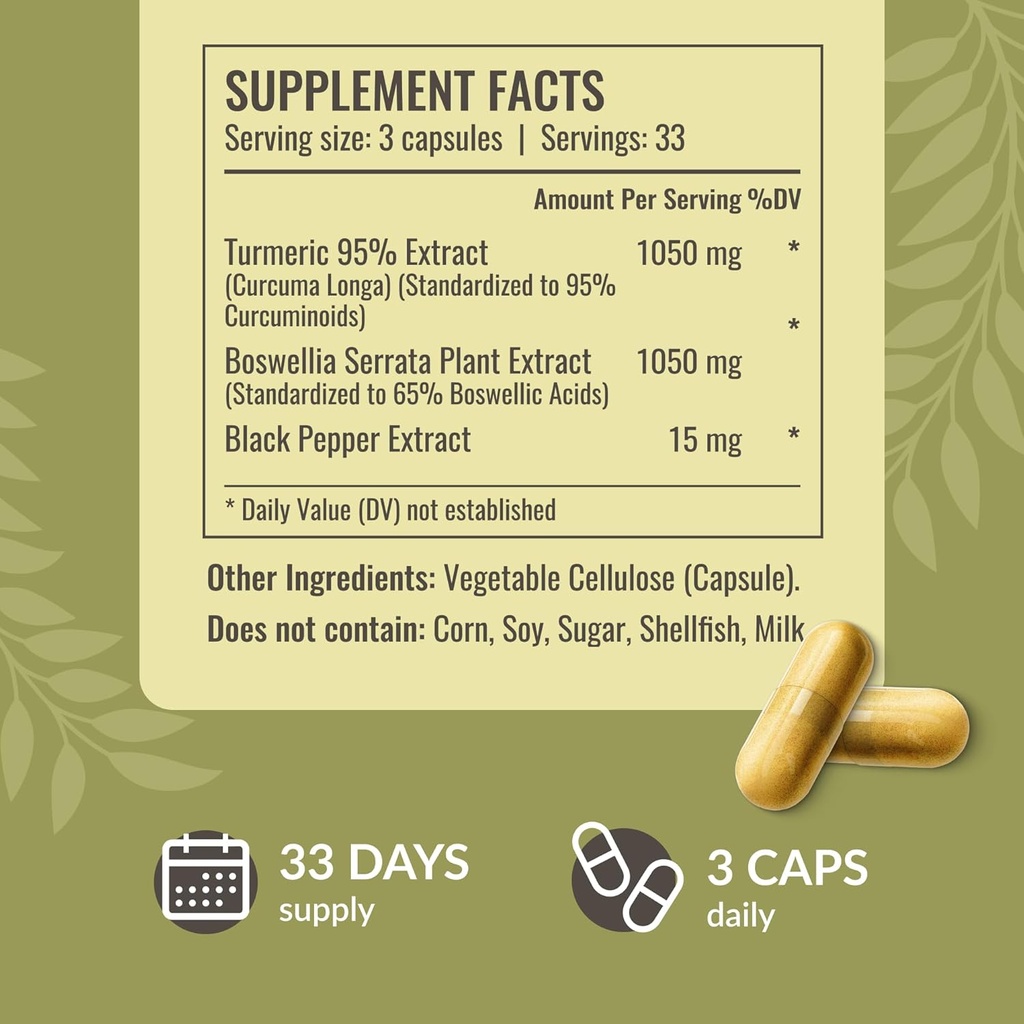 HERBAMAMA Boswellia Turmeric and Mullein Leaf Capsules Kit - Bundle of 2100 mg Boswellia Turmeric & 1200 mg Mullein Leaf Capsules - Vegan, Non GMO, Gelatin-Free - 2 Pack 5