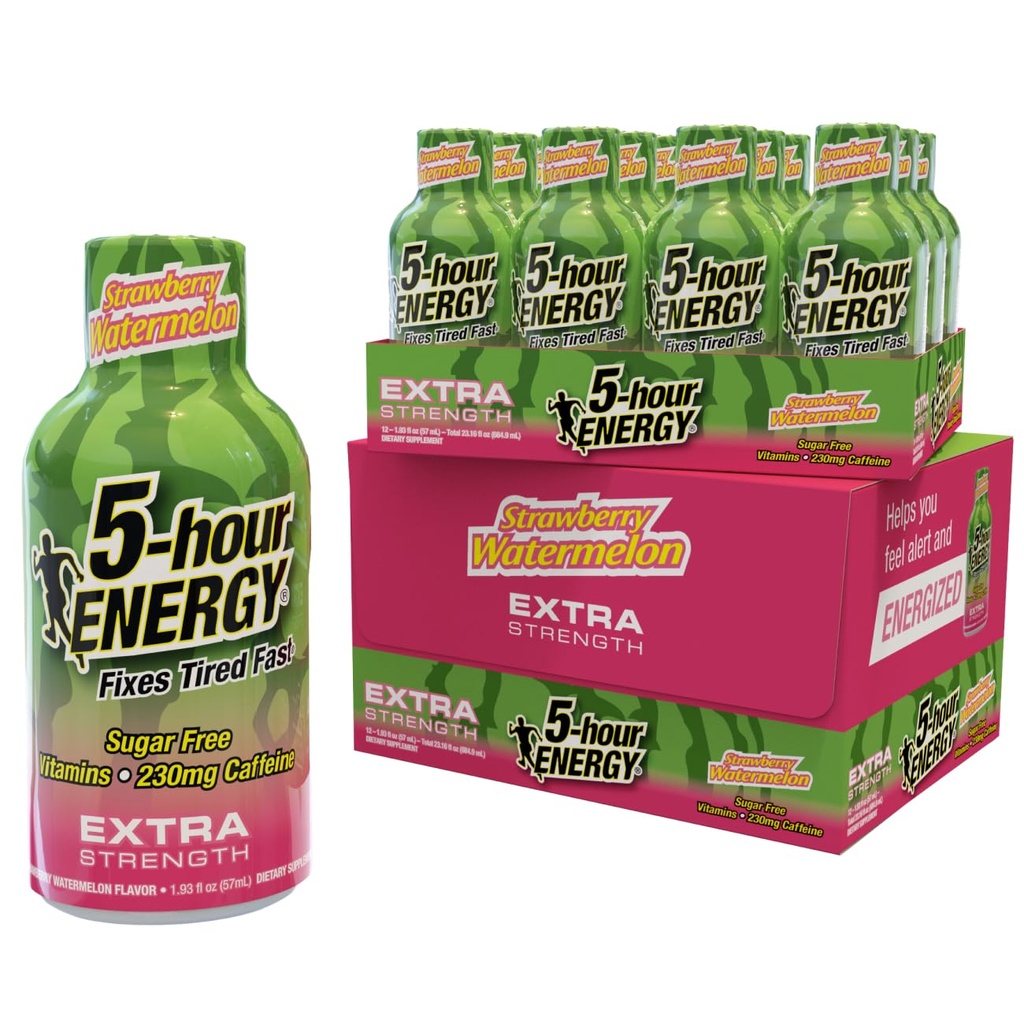 5-Hour Energy Extra Strength Shots, Strawberry Watermelon Flavor, 24 Count (1.93 Fl Oz) 2